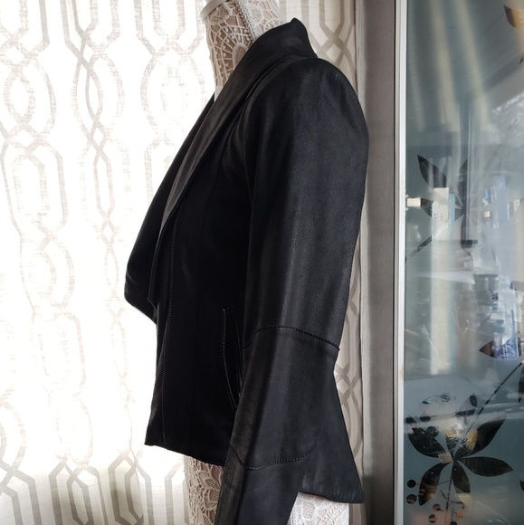 BCBGeneration Tuxedo style Hi/Low Leather Jacket! - Picture 3 of 8
